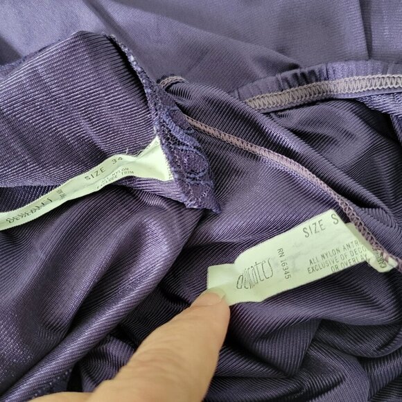 Delicates Camisole Half Slip Set Small 34 Lingerie Purple Nylon Lace Vintage USA - Picture 8 of 9